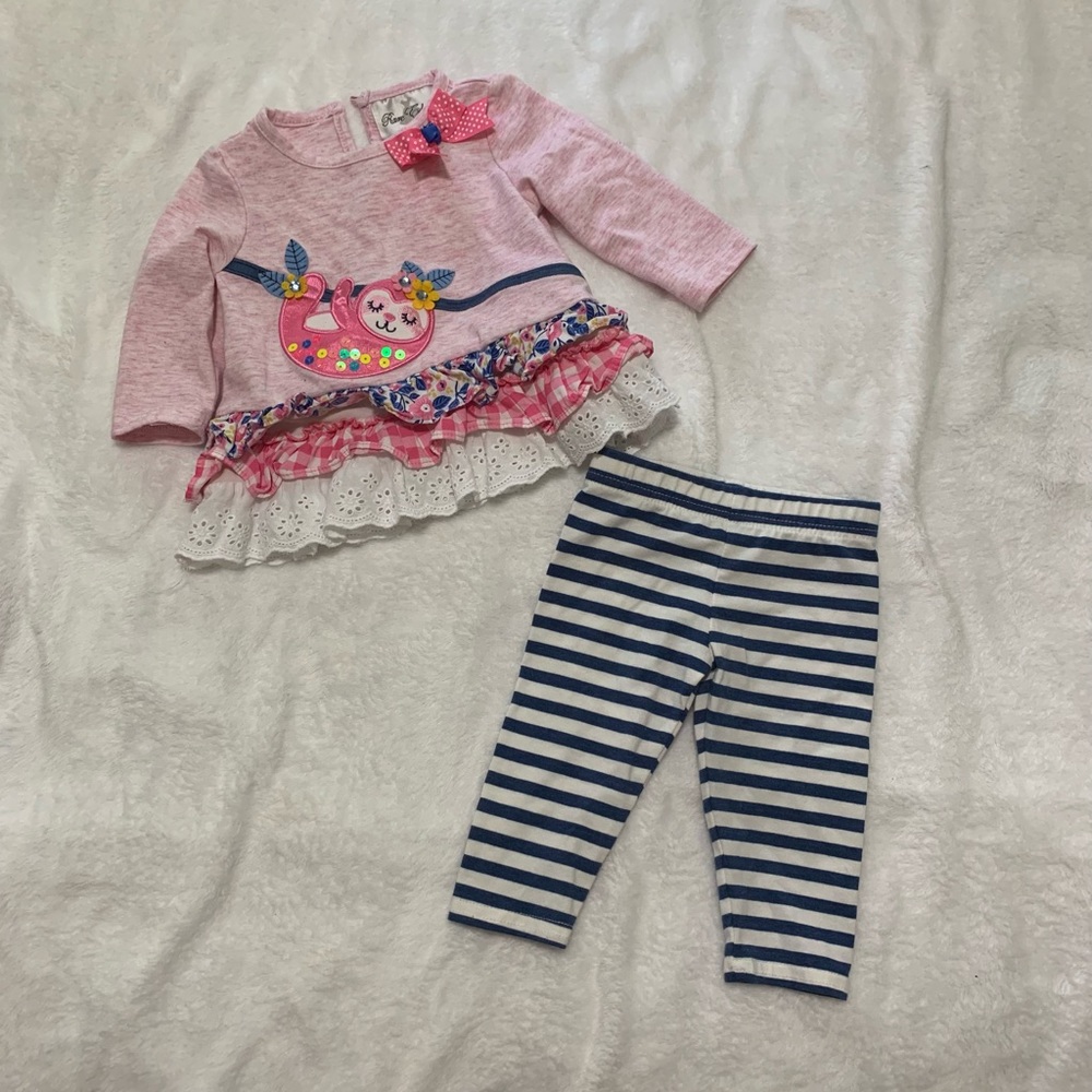 Rare Editions Sloth leggings and top set